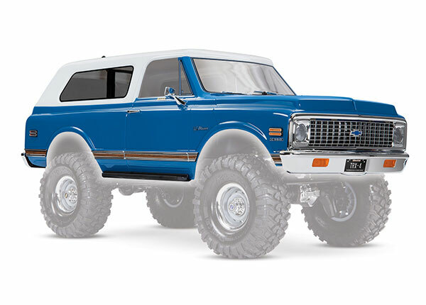 Traxxas TRX-4 1972 Chevy Blazer Complete Blue Body with Grille, Side Mirrors, Door Handles, Windshield Wipers, Bumpers, Decals