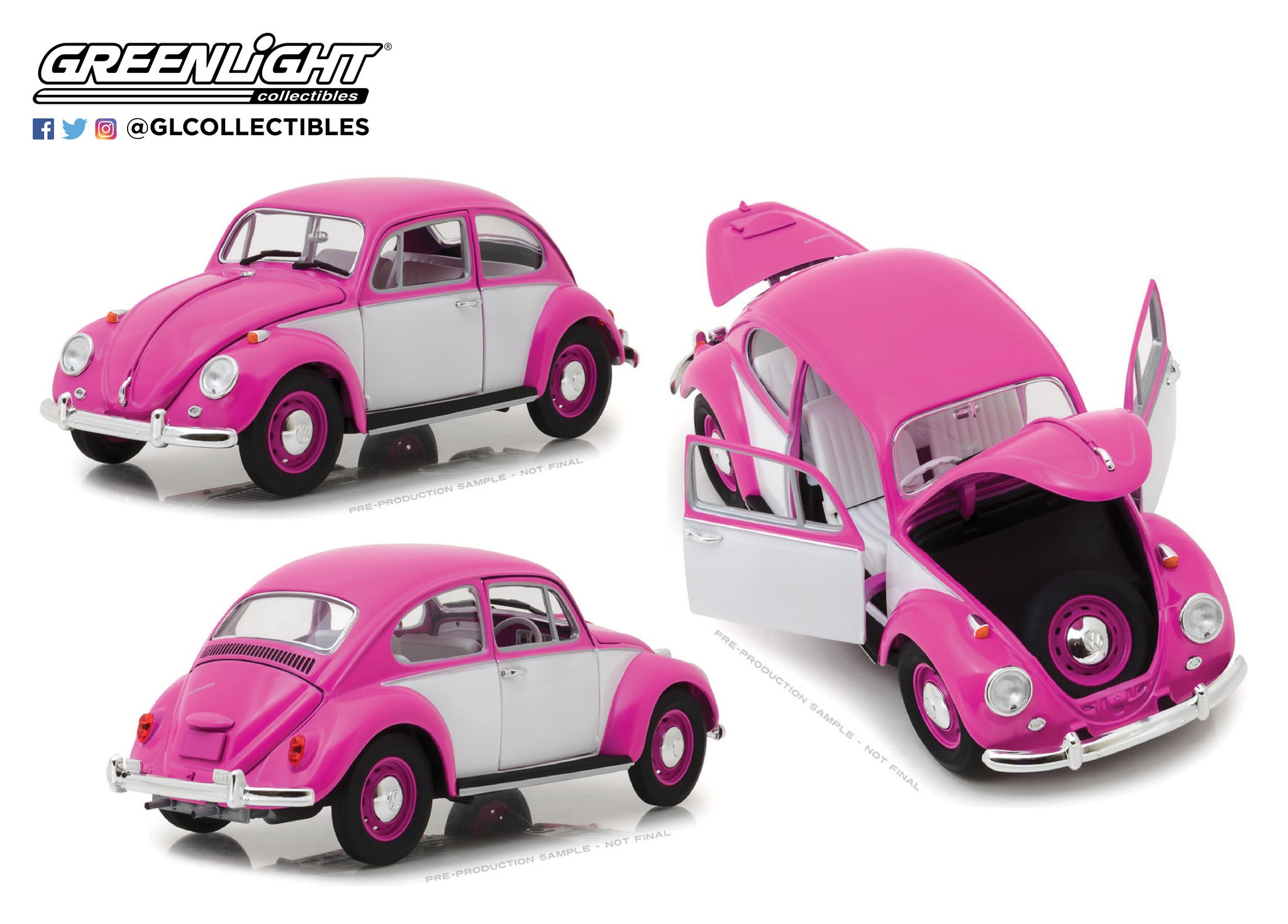 GreenLight 1/18 Volkswagen Beetle Right-Hand Drive Pink 13512