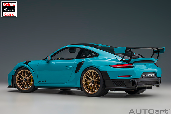 [1/18 Scale] Porsche 911 GT2 RS Weissach Package in Miami Blue by AUTOart Models