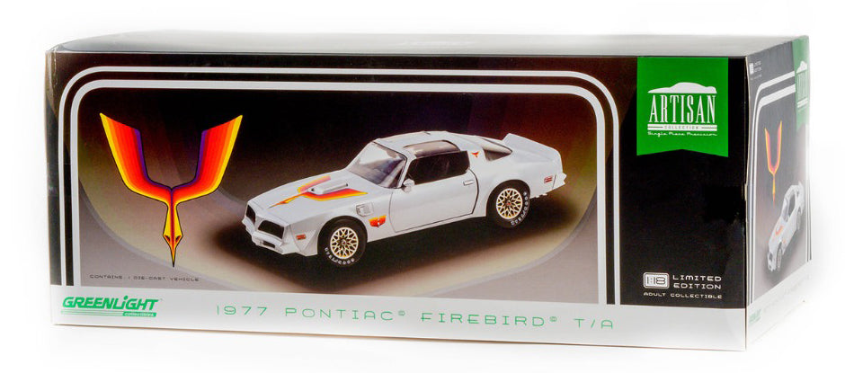 GreenLight 1:18 Artisan Collection - 1977 Pontiac Firebird Fire Am by Very Special Equipment (VSE) - Silver with Hood Bird 19101