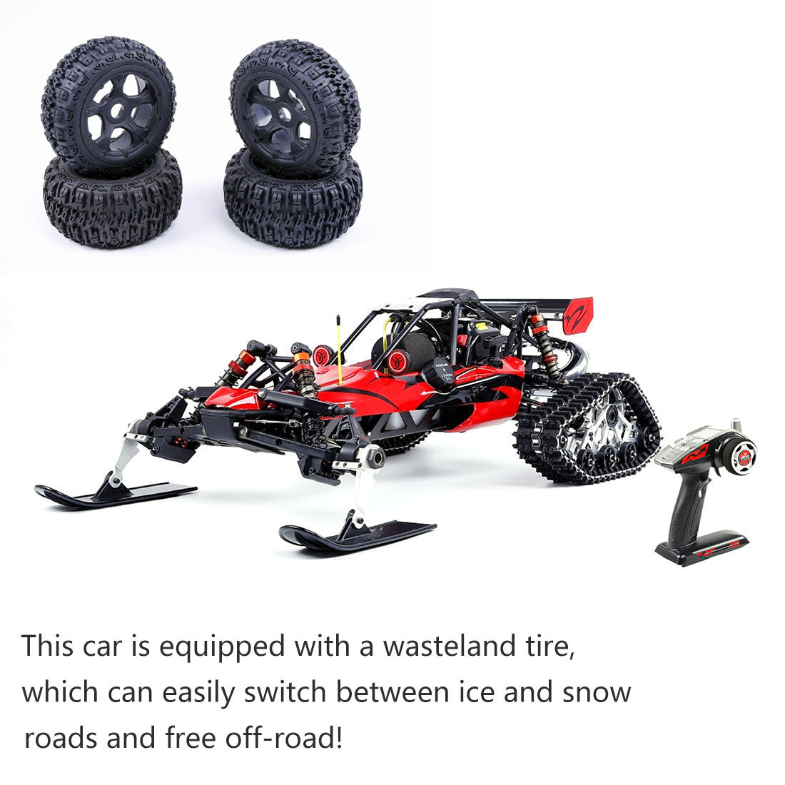Rovan BAHA450AS Snow 1/5 2WD 2.4G RWD Gasoline Off-road Vehicle RC Model Car with 30.5cc Engine and 4 Tyres - RTR Version
