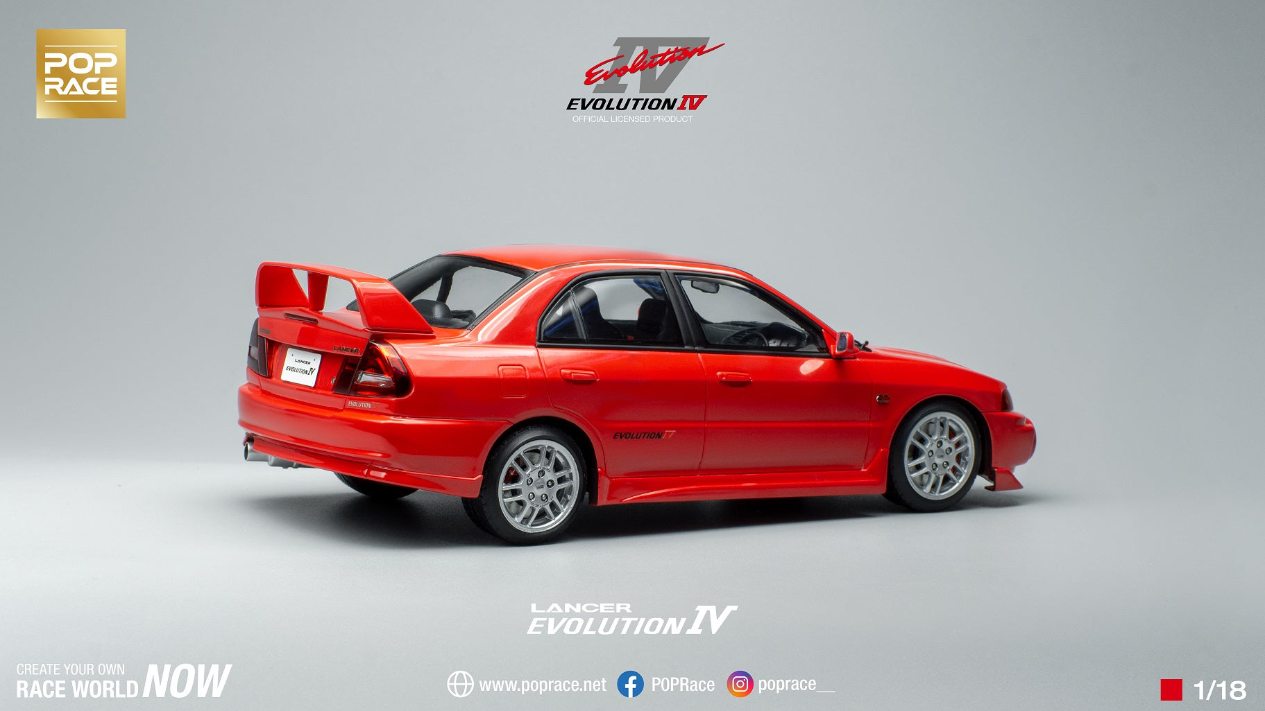 *PREORDER* Pop Race 1/18 Mitsubishi Lancer EVO IV in Red