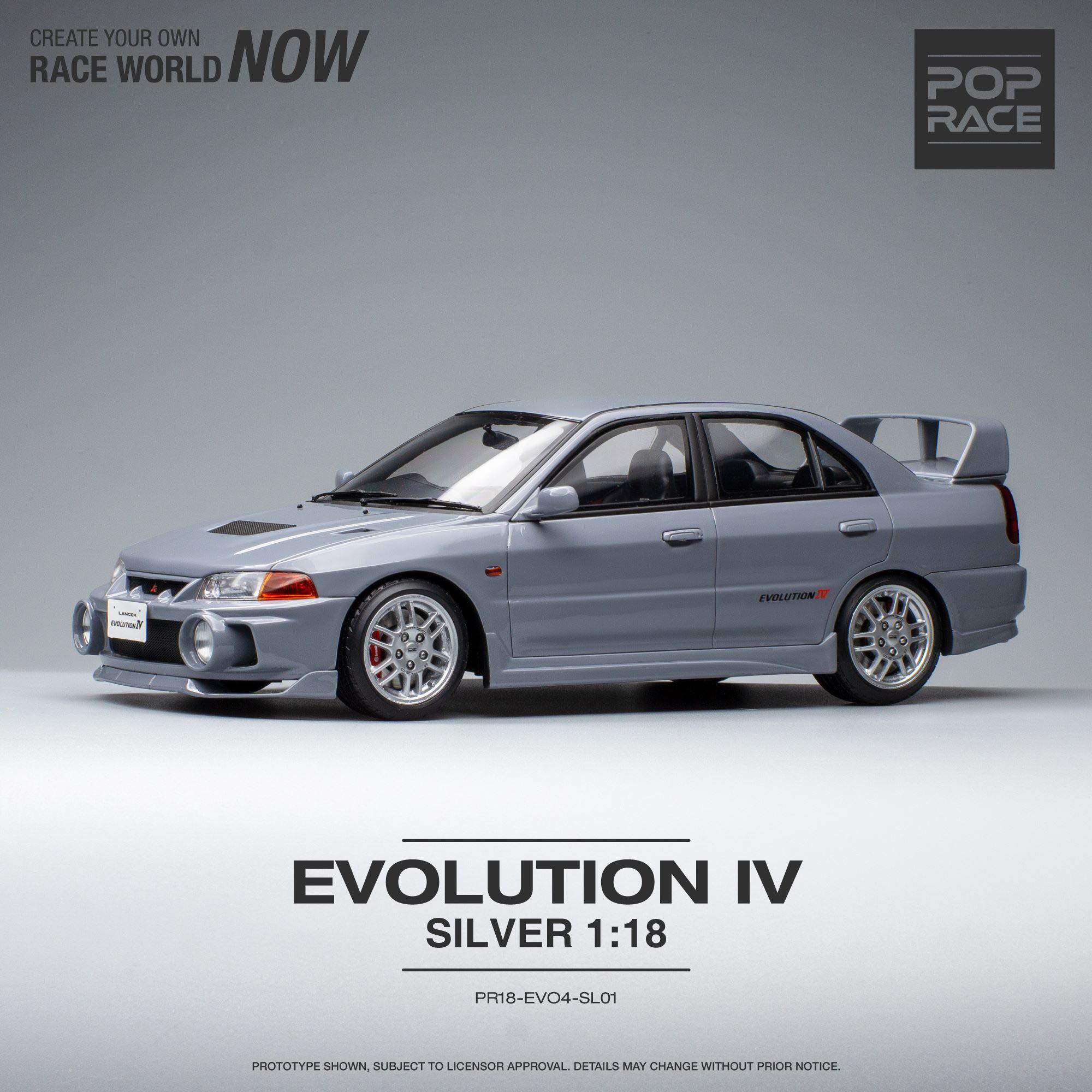 *PREORDER* Pop Race 1/18 Mitsubishi Lancer EVO IV in Silver