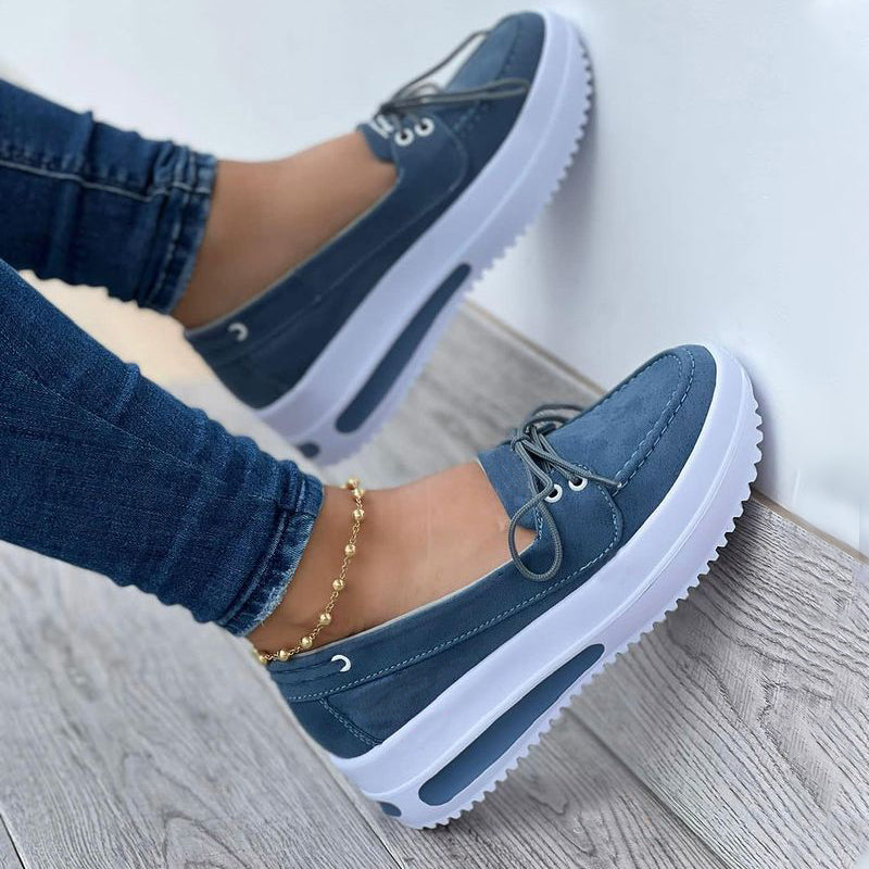 Zapatillas de tacón con plataforma y cordones para uso diario informal para mujer