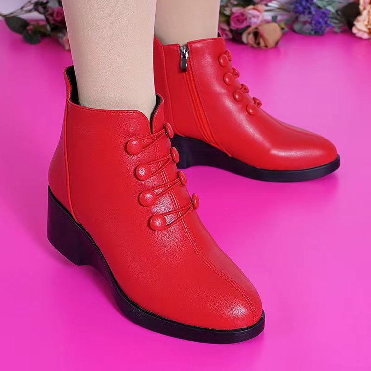 ❄Cálidas botas de cuña de piel.🔥