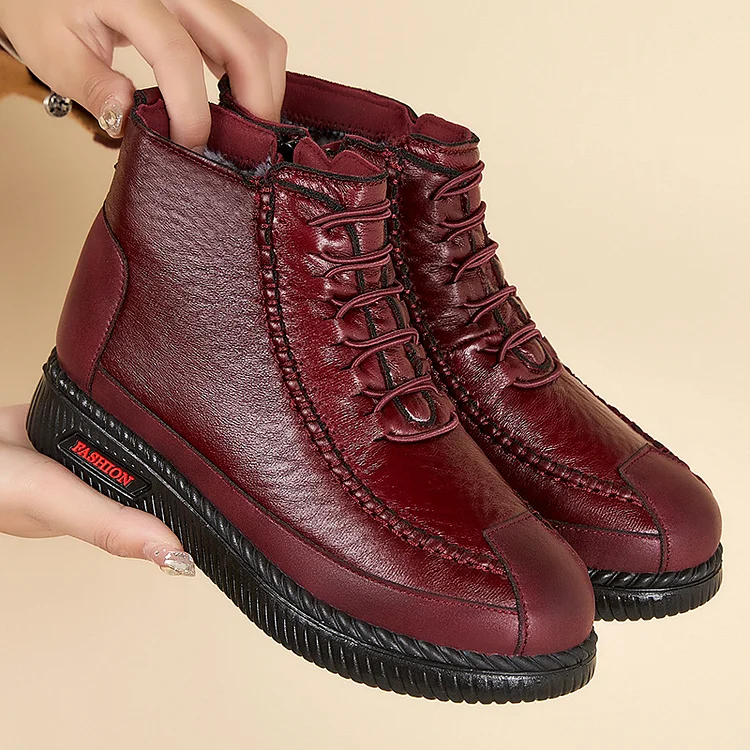 Mocasines de piel de piel para mujer, mocasines para mujer mayor, suaves y cálidos.
