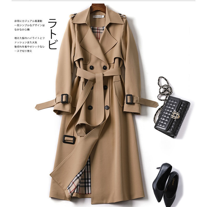 Spring Autumn Women Trench Solid England Style Long Sleeve Elegant Office Lady Coat Turn Down Collar Clothing