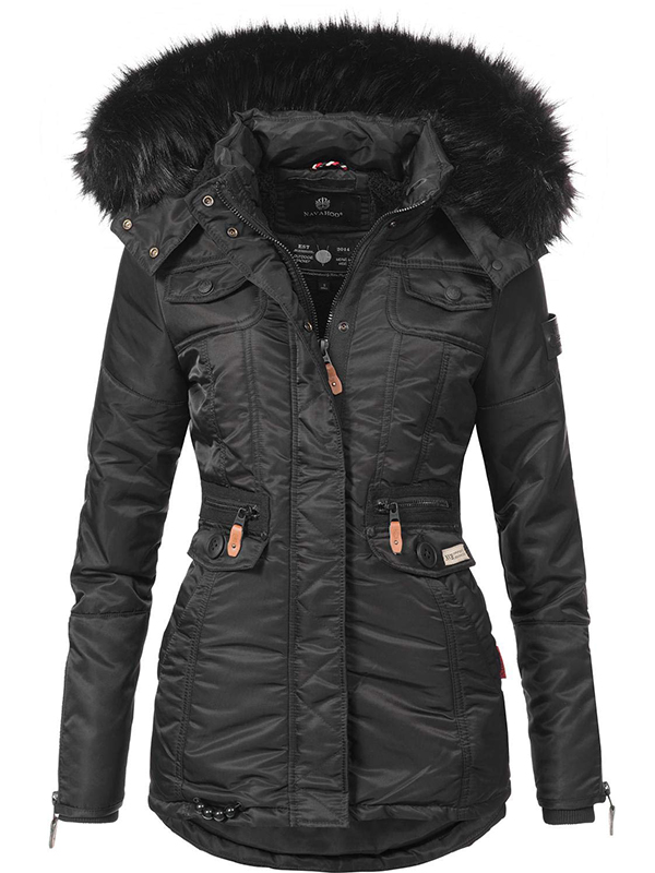 Winter women's cold-proof jacket with faux fur cover