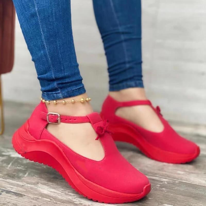 Zapatillas deportivas informales con plataforma y punta cerrada para mujer