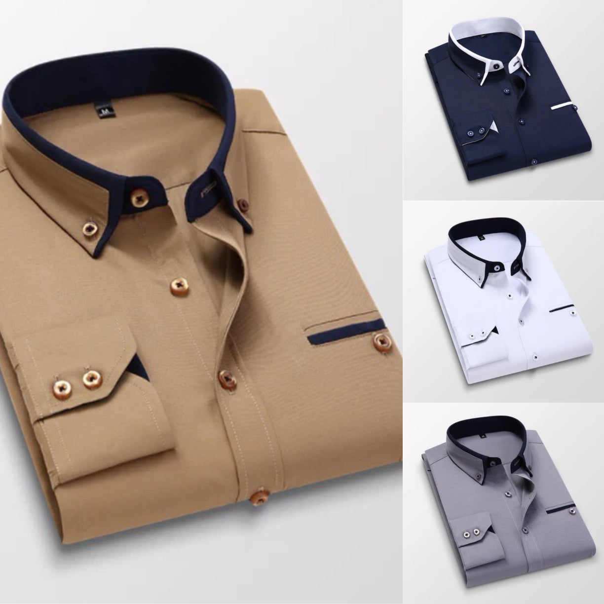 Camisas de manga larga de algodón de alta calidad para hombres