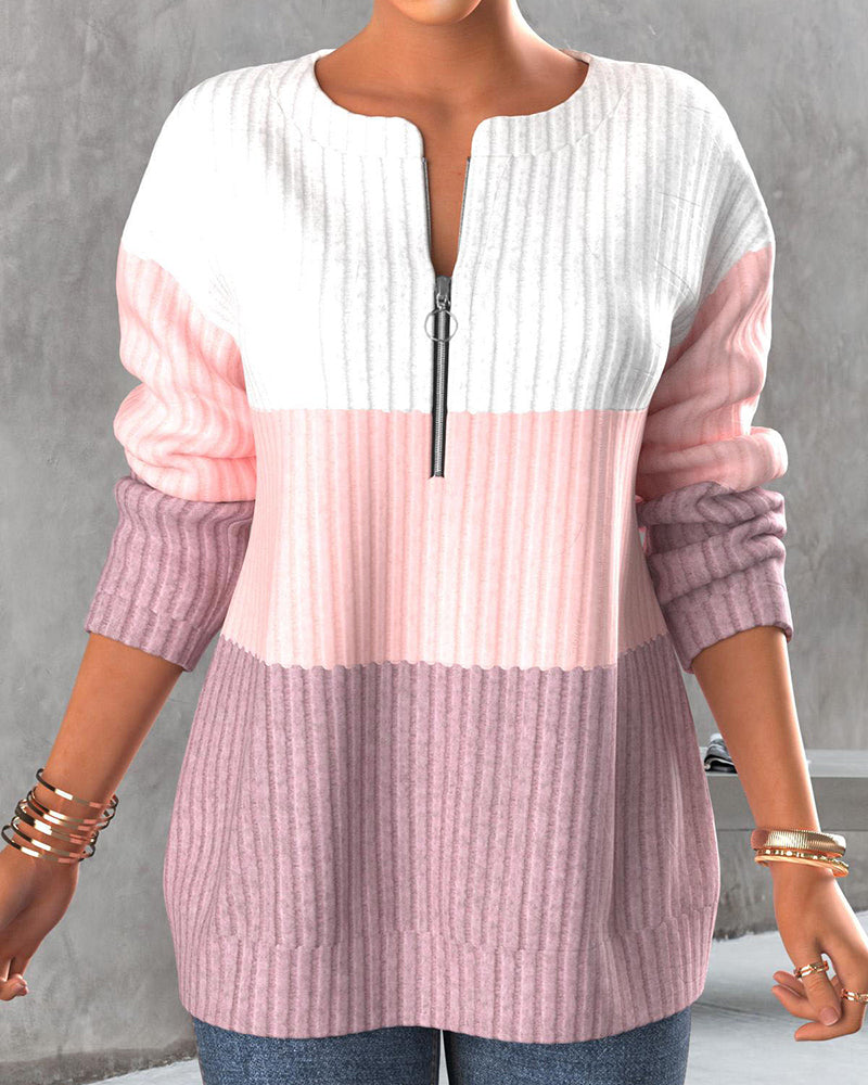 Blusa color block con cremallera