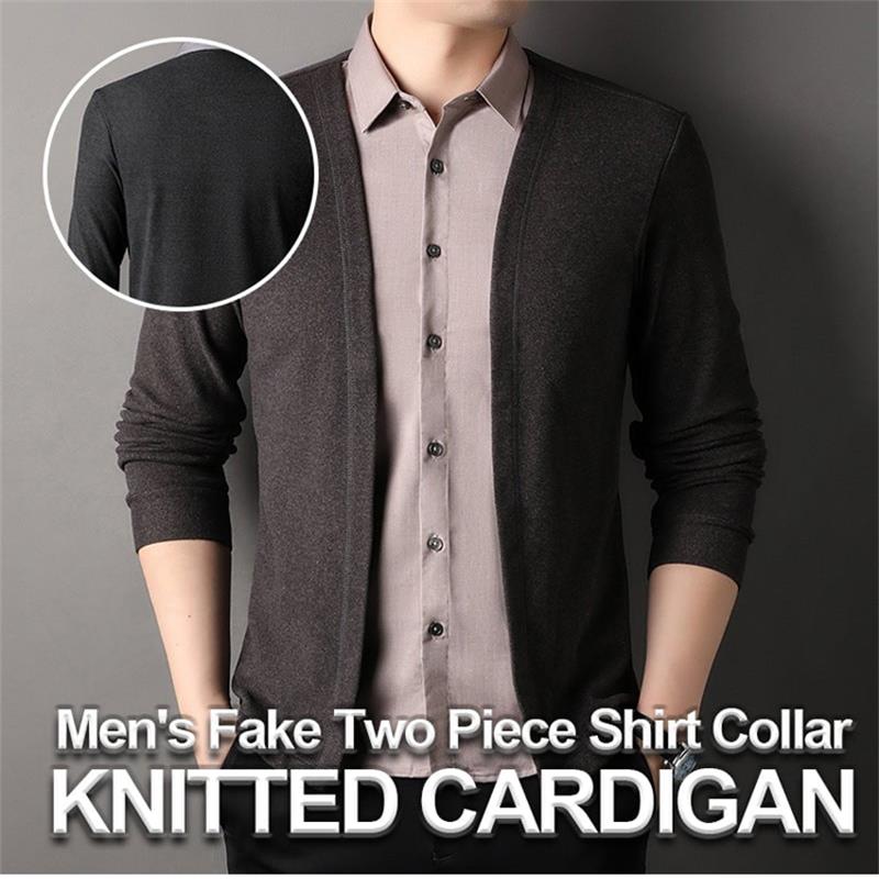 Camisa falsa falsa para hombres Cardigan tricotée 🔥Compre 2 envío gratis🔥