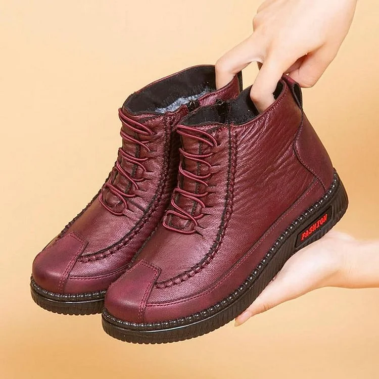 Mocasines de piel de piel para mujer, mocasines para mujer mayor, suaves y cálidos.