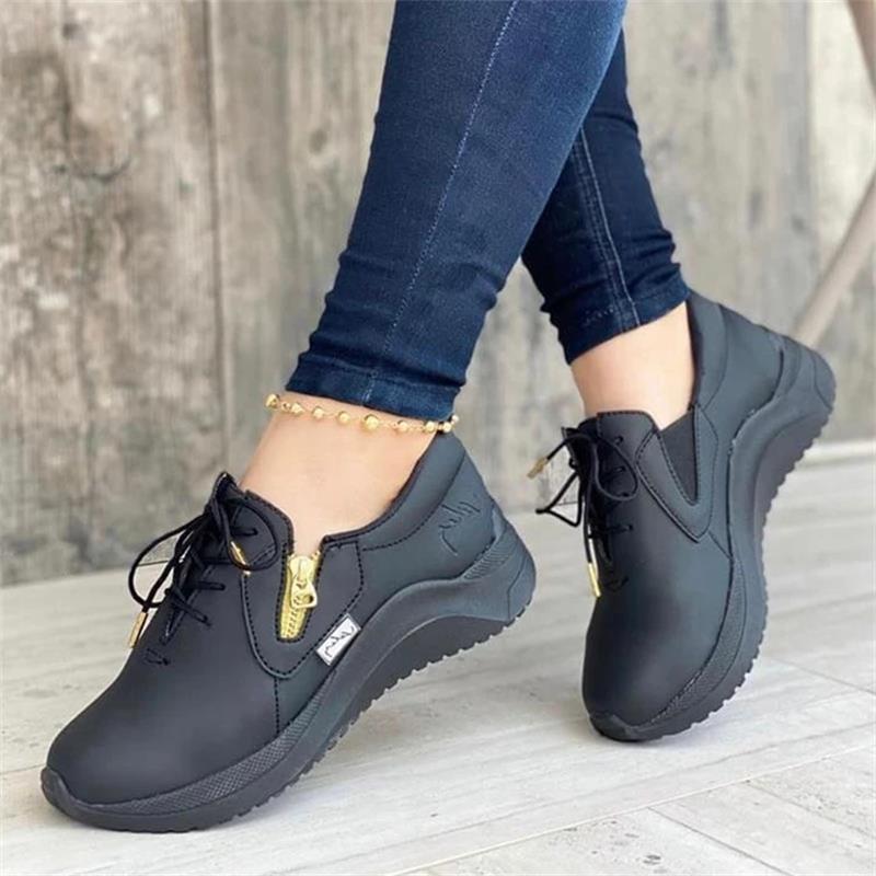 Zapatillas con cordones y cremallera antideslizante para exteriores para mujer