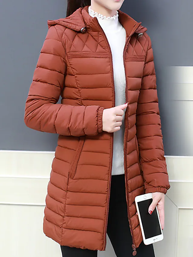 Chaqueta de pluma de mujer casual sencilla con bolsillos