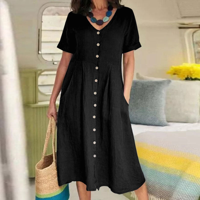 Vestido de ocio con cuello en V para mujer