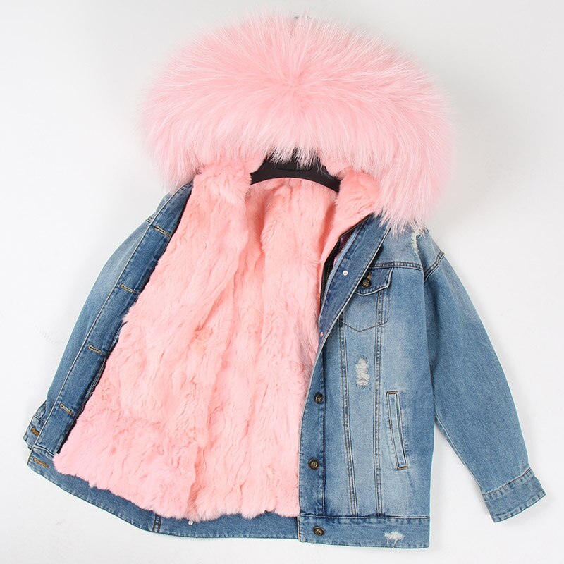 Denim Fox Fur Parka