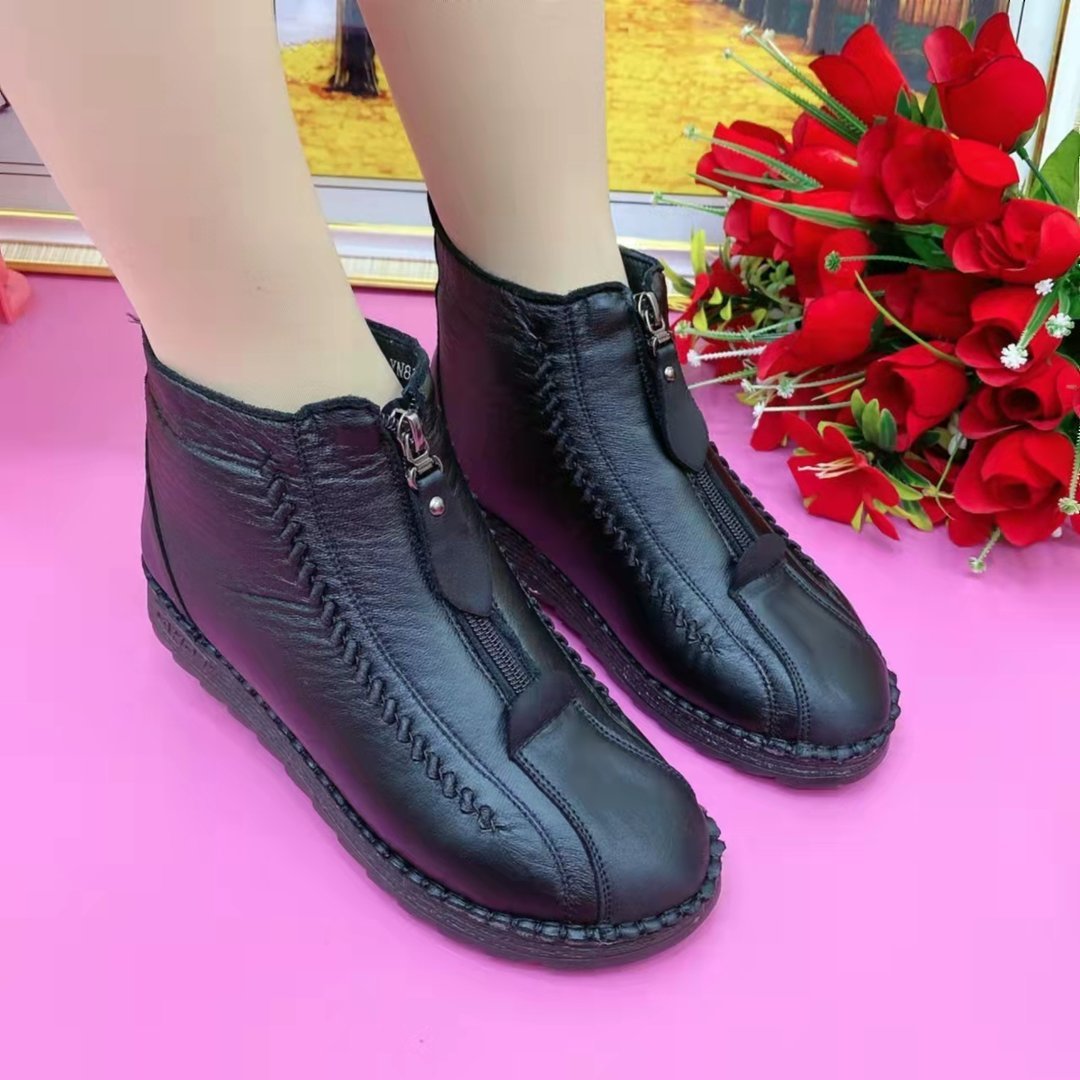 Zapatos de invierno de piel suave e impermeable para mujeres