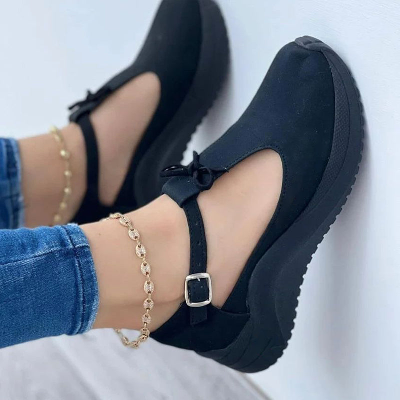 Zapatillas deportivas informales con plataforma y punta cerrada para mujer