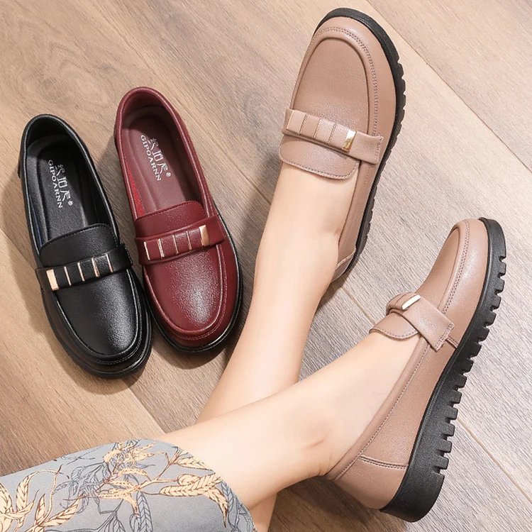 Mocasines mujer piel antideslizante suela blanda