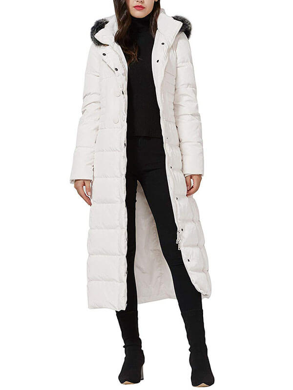 Women's long down jacket with fur hood fan hip down jacket