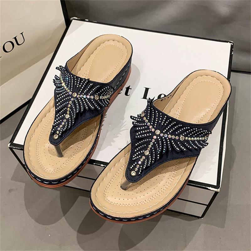 Pantuflas casuales con punta de clip para mujer Crystal Rome Fashion