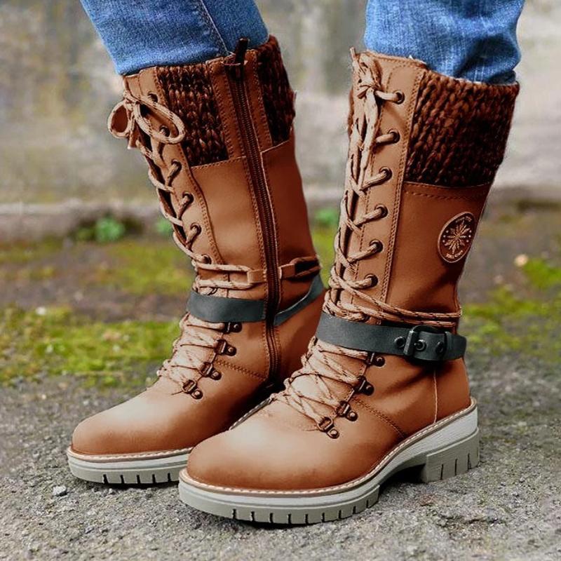 2021 Nuevo estilo de Botas de Jinete de Tubo Medio Botas de Nieve Botas Martin