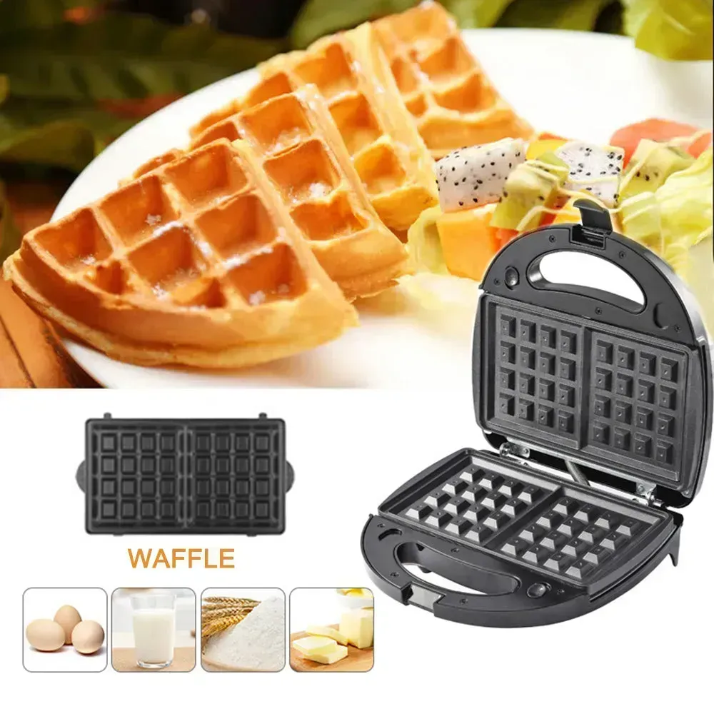Máquina para hacer gofres 6 en 1 con enchufe europeo, máquina para hacer sándwiches, parrilla para desayuno, máquina para hacer rosquillas, máquina compacta para hacer pasteles, cocina, comedor, accesorios de cocina