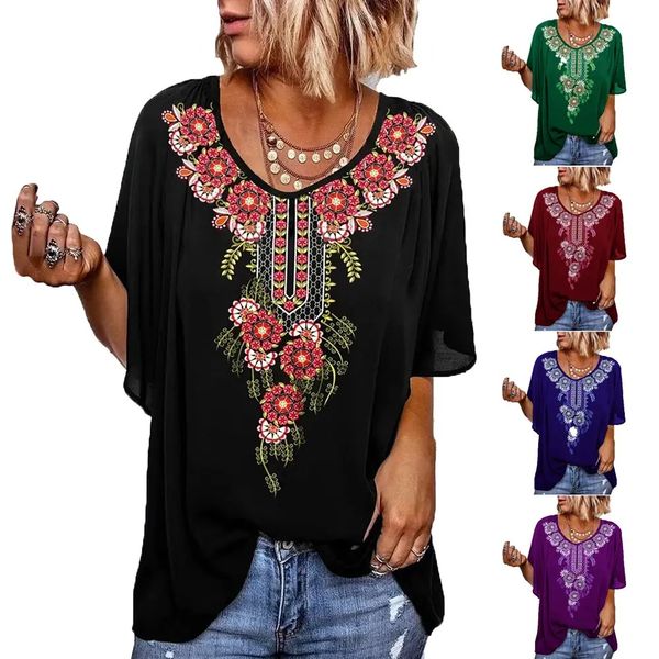 Potištěné ležérní tričko s krátkými rukávy a kulatým výstřihem