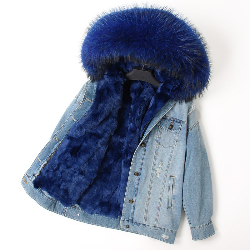 Denim Fox Fur Parka