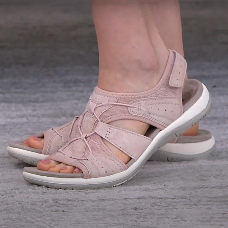 Sandalias de mujer informales ahuecadas de color sólido para mujer