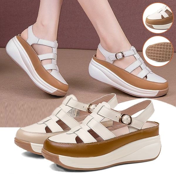 Zapatos de plataforma con cuña amortiguadora para mujer
