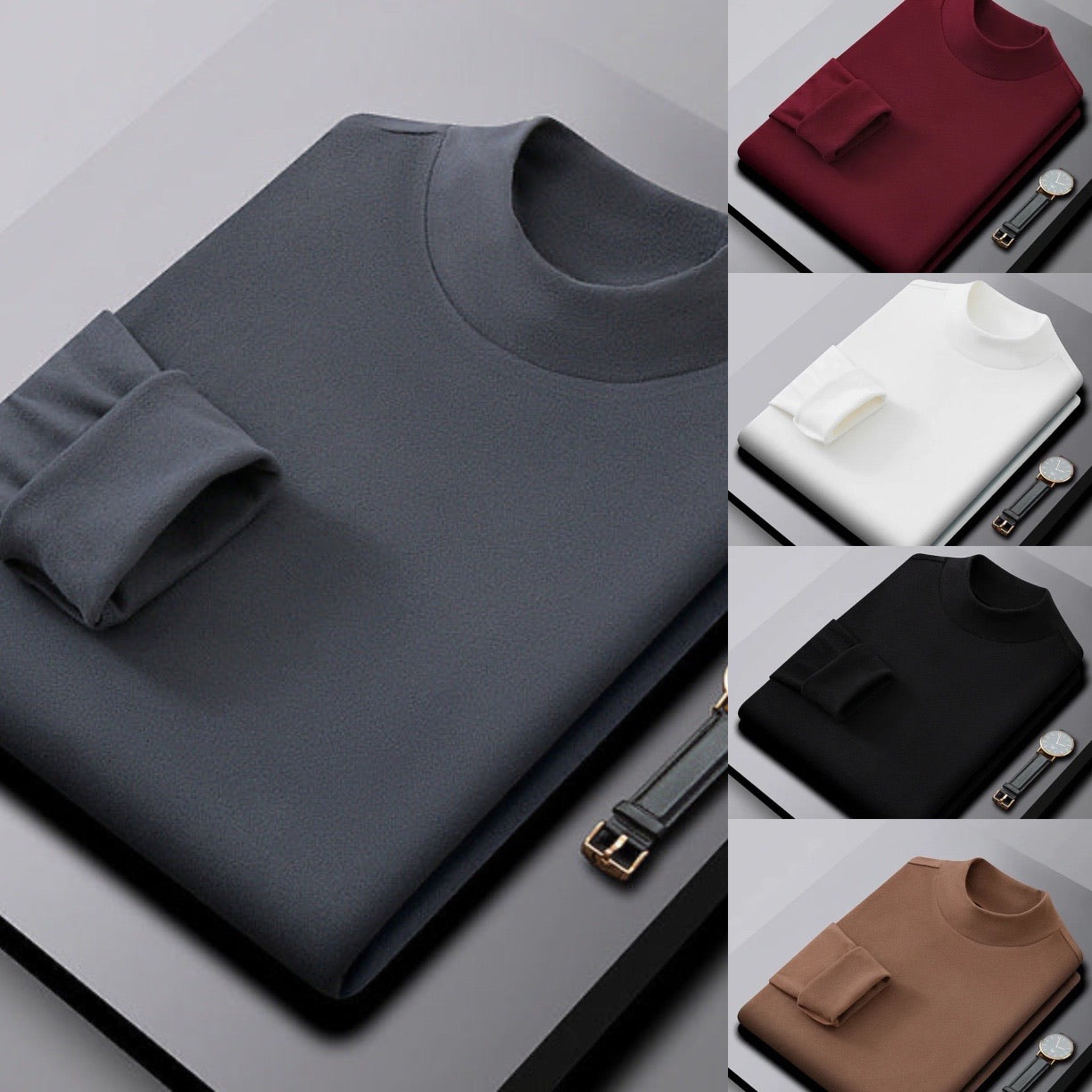Suéter de cuello alto de lana reversible para hombre