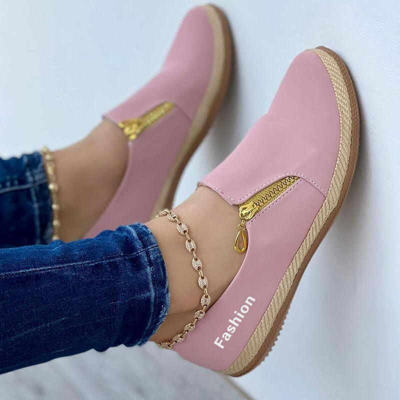 Zapatos planos casuales diarios Sofy con doble cremallera para mujer