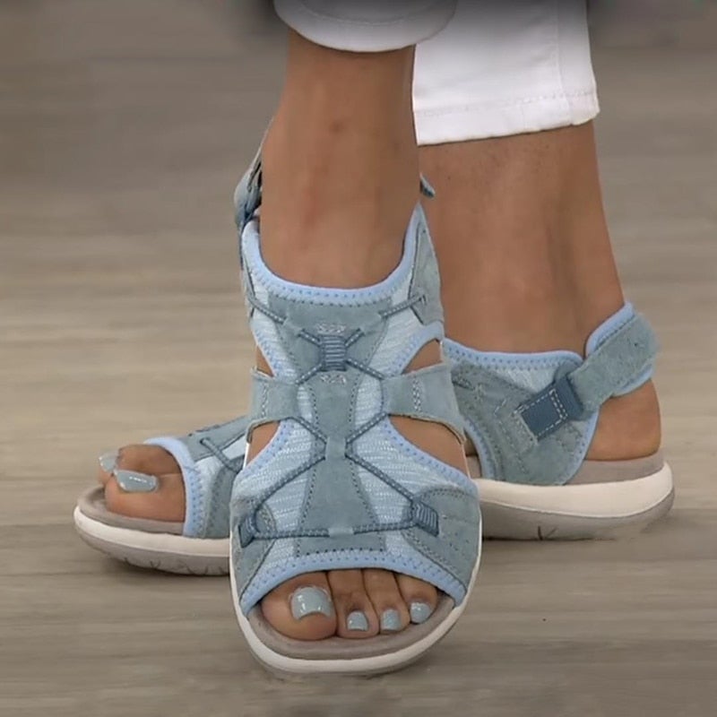 Sandalias de mujer informales ahuecadas de color sólido para mujer