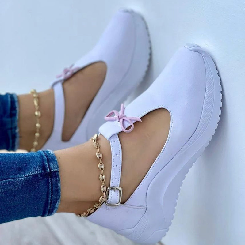 Zapatillas deportivas informales con plataforma y punta cerrada para mujer