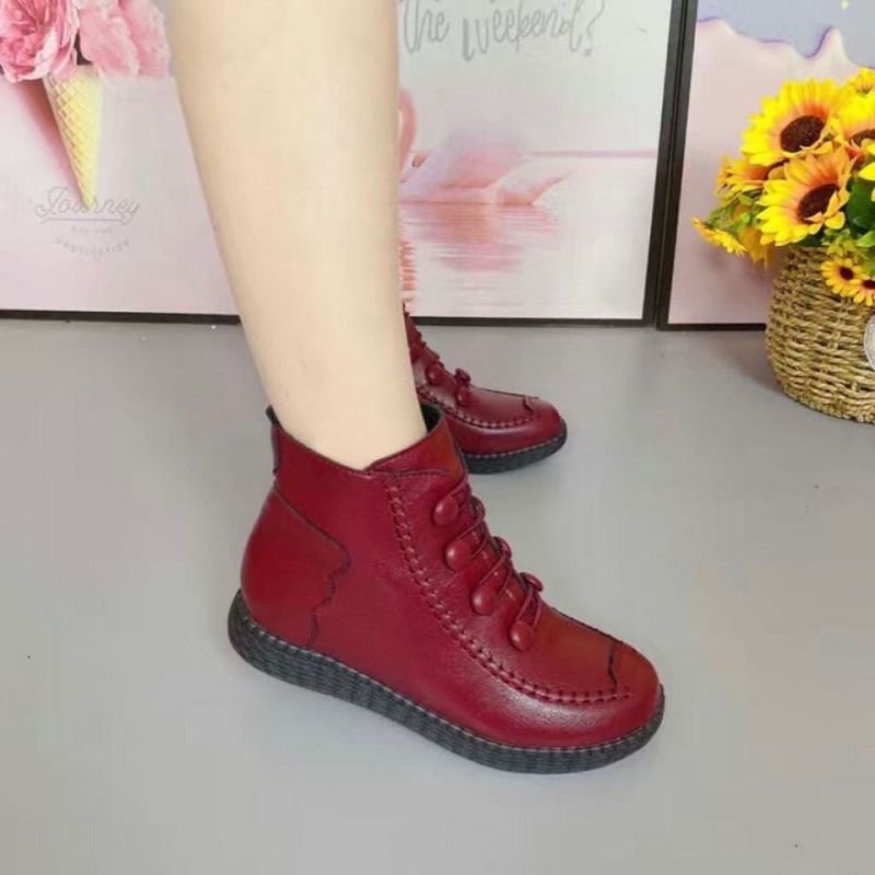 Retro Soft Leather Velvet Women's Winter Warm Boots ( MAMA Shoes )
