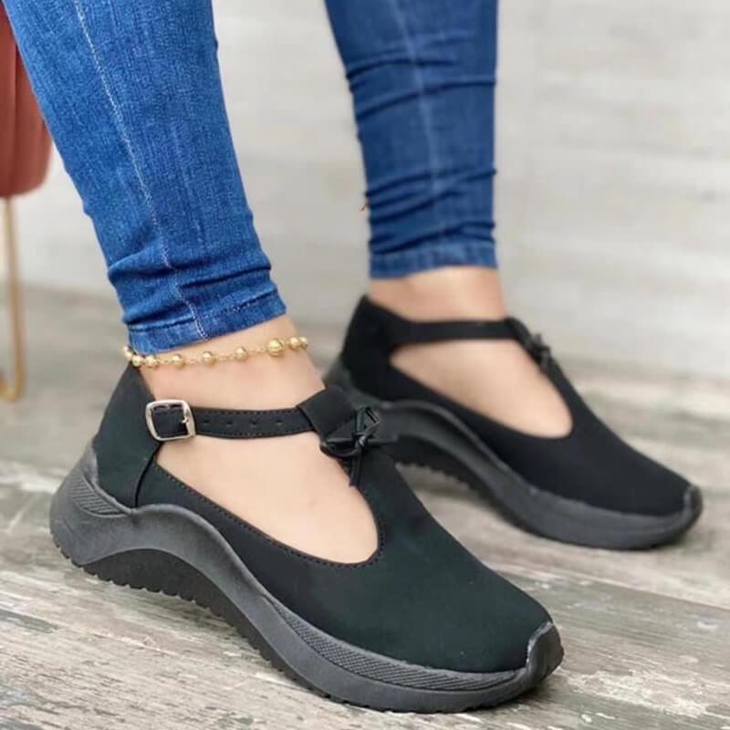 Zapatillas deportivas informales con plataforma y punta cerrada para mujer