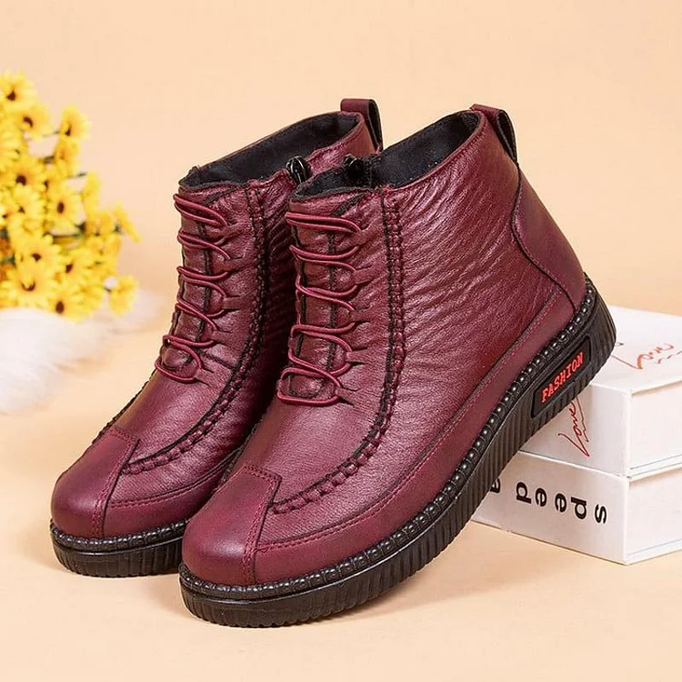 Mocasines de piel de piel para mujer, mocasines para mujer mayor, suaves y cálidos.