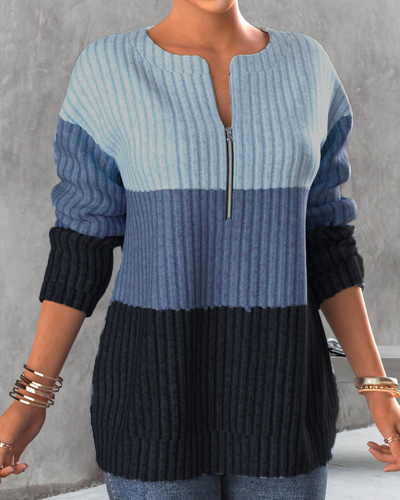 Blusa color block con cremallera