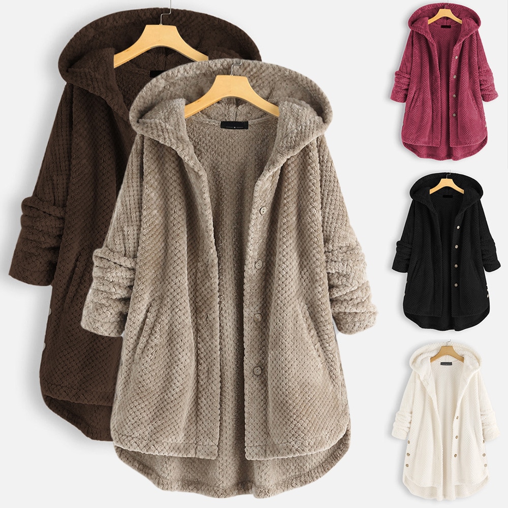 Women's hooded double-sided velvet fashion mid length women's hooded jacket