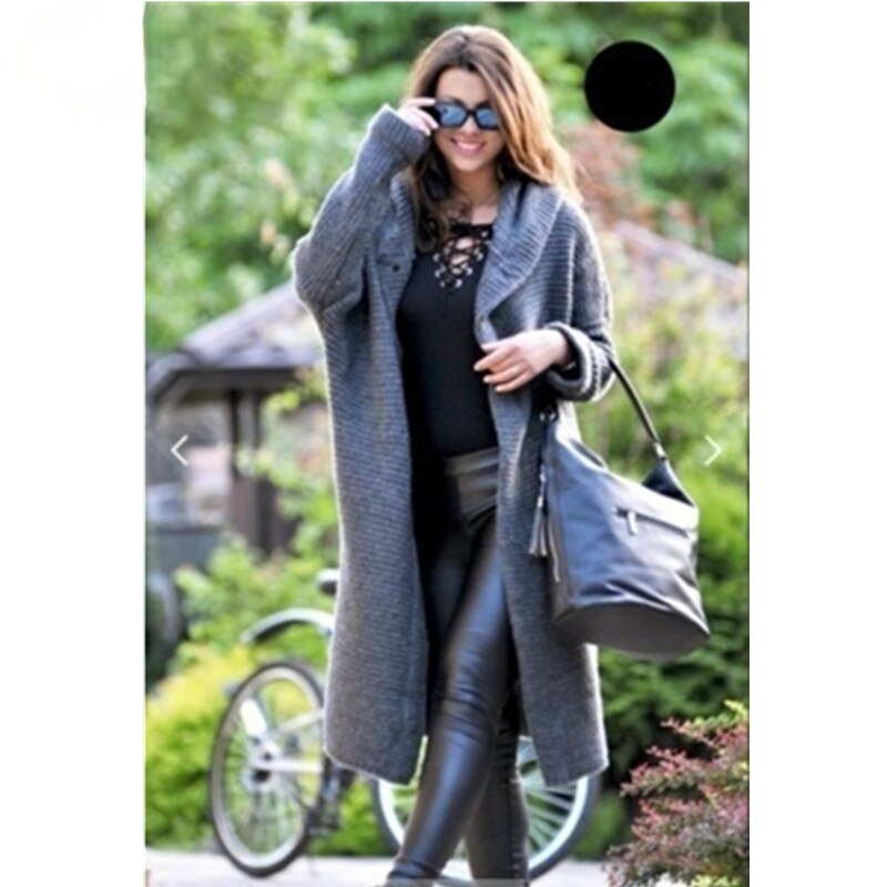 Women's Loose Knit Cardigan Sweater Hooded Mid-length Coat Fashion Sweaters 2023 Cardigans for Woman Knitwear Womens Clothing