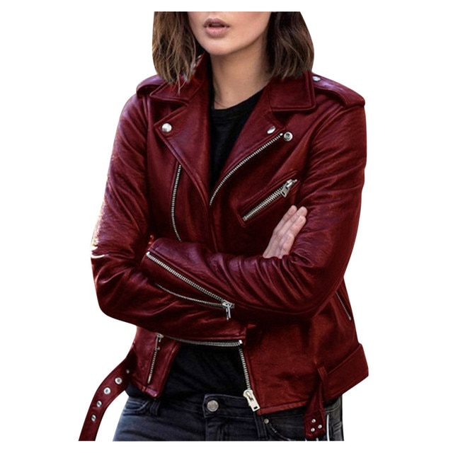 Women Classic Faux Leather Jacket Female Moto Biker Jackets Autumn Winter Thin Ladies Brand Slim Short Leather Outwear
