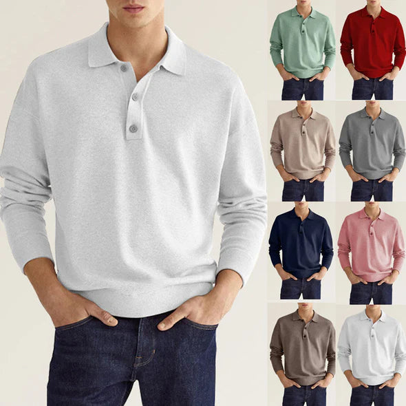 Polo de manga larga con solapa casual de moda