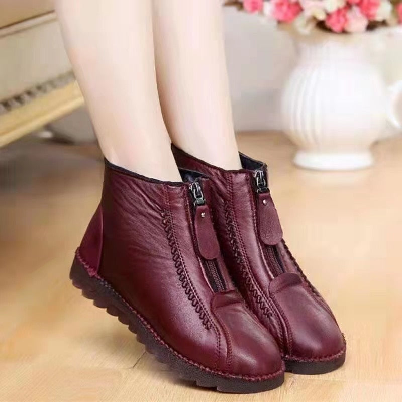 Botines de cuero antideslizantes para mujer