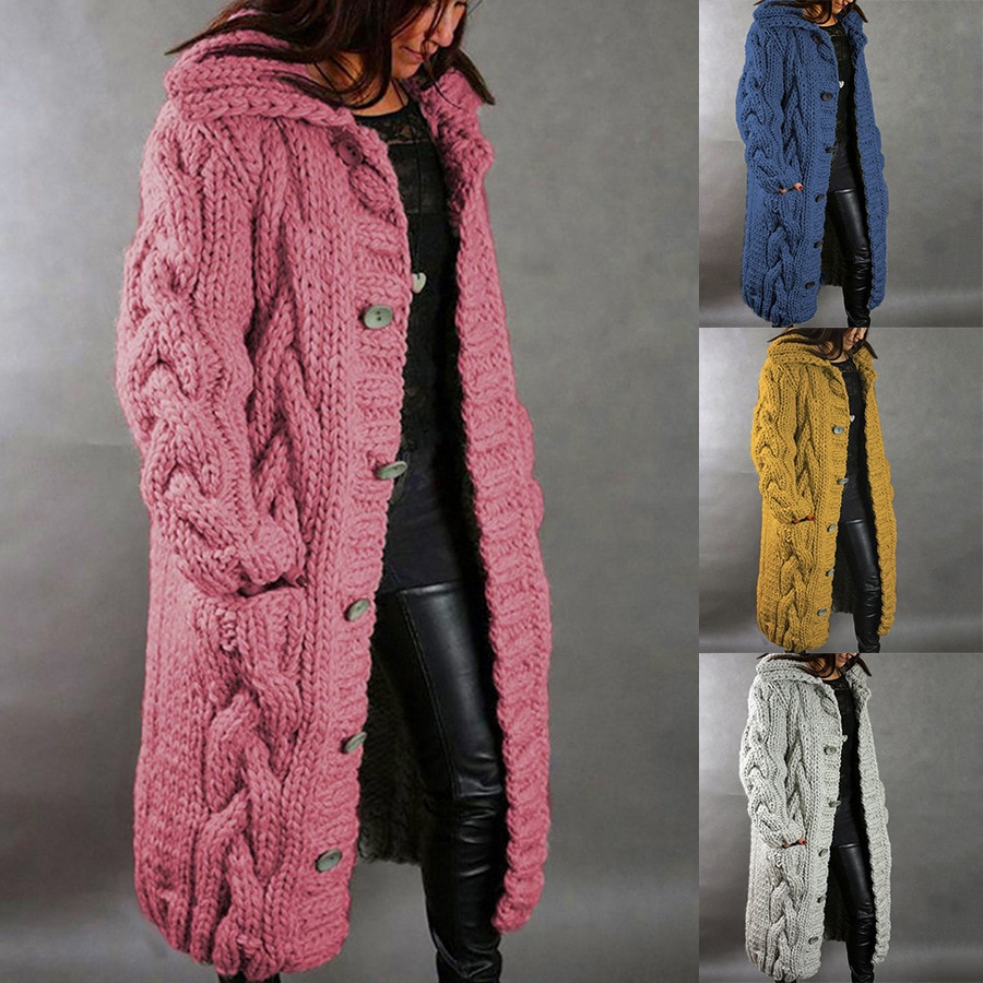 2023 Women Sweaters Ladies Knitwear Coat Autumn Winter Open Cardigan Sweaters Solid Color Loose Fashion Casual Single Breasted