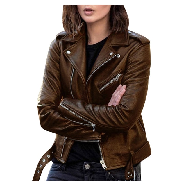 Women Classic Faux Leather Jacket Female Moto Biker Jackets Autumn Winter Thin Ladies Brand Slim Short Leather Outwear