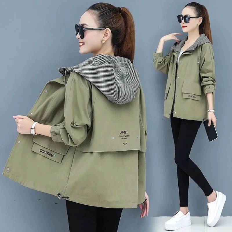 2023 New Spring Autumn Women Jacket Coat Korean Ladies Solid Lining Windbreaker Female Basic Coat Outwear S-6XL