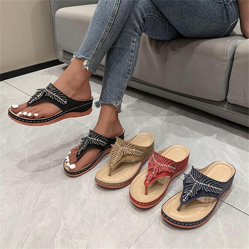Pantuflas casuales con punta de clip para mujer Crystal Rome Fashion