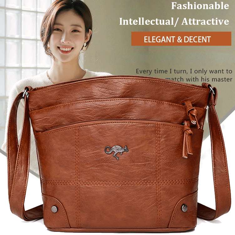 Bolso de hombro de gran capacidad con varios bolsillos en piel suave 🔥Compre 3 envío gratis🔥